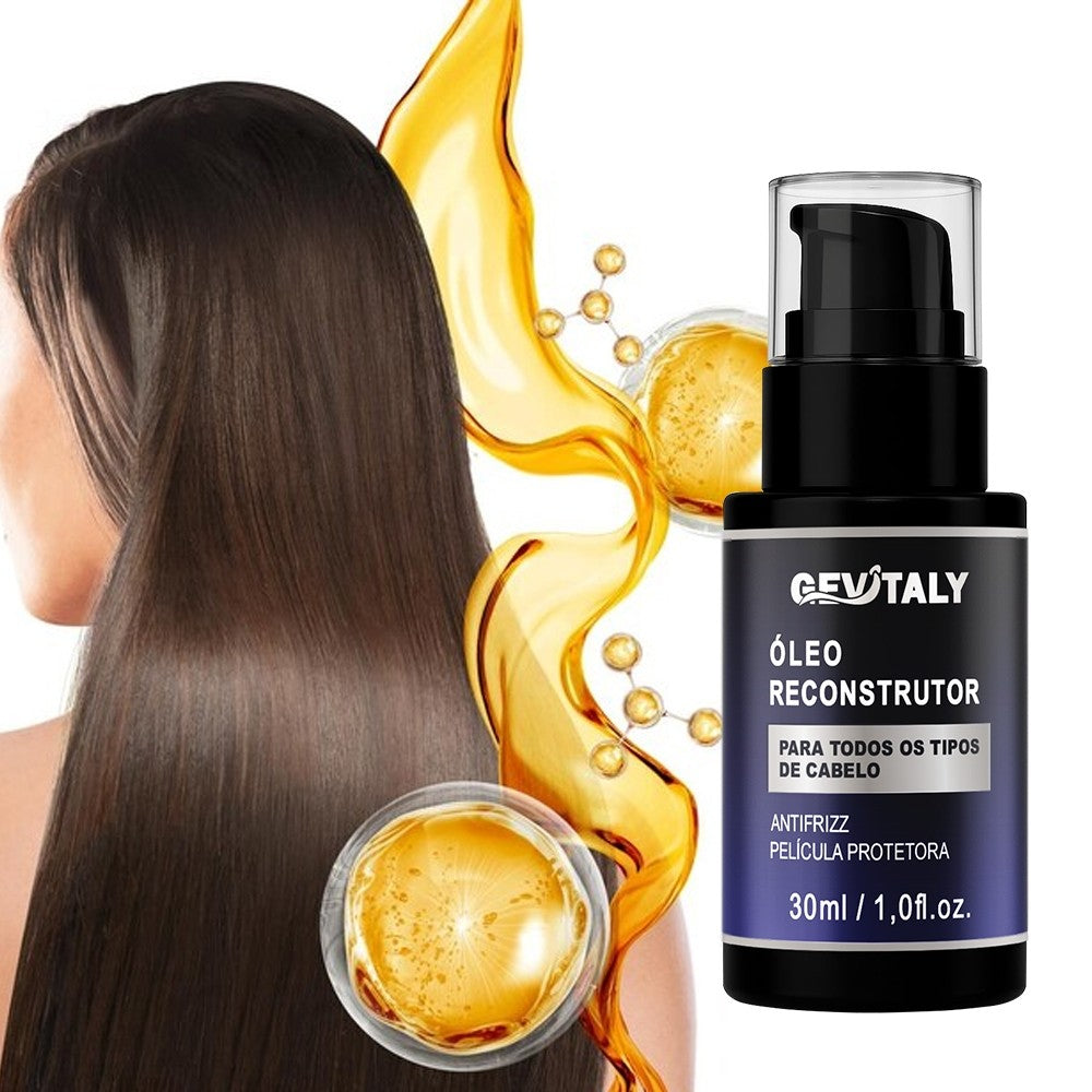 Combo 5x Óleo Reconstrutor Capilar Gevitaly 30ml Antifrizz Brilho Proteção Hidratação Cabelos Danificados
