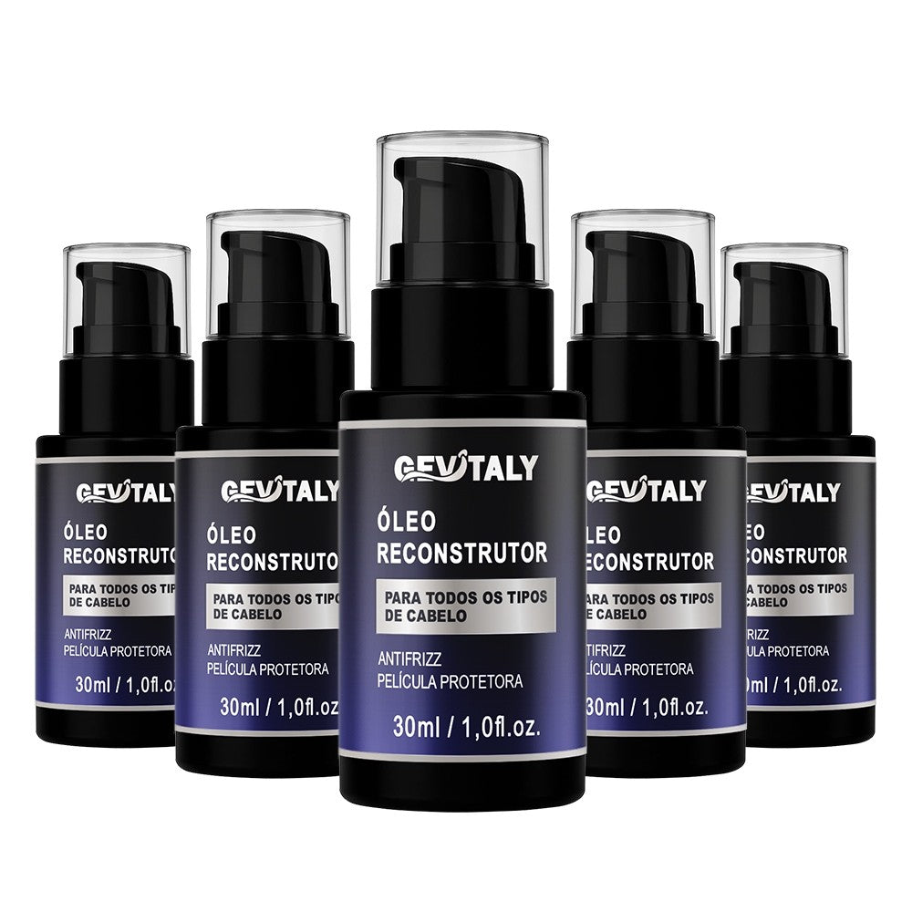 Combo 5x Óleo Reconstrutor Capilar Gevitaly 30ml Antifrizz Brilho Proteção Hidratação Cabelos Danificados