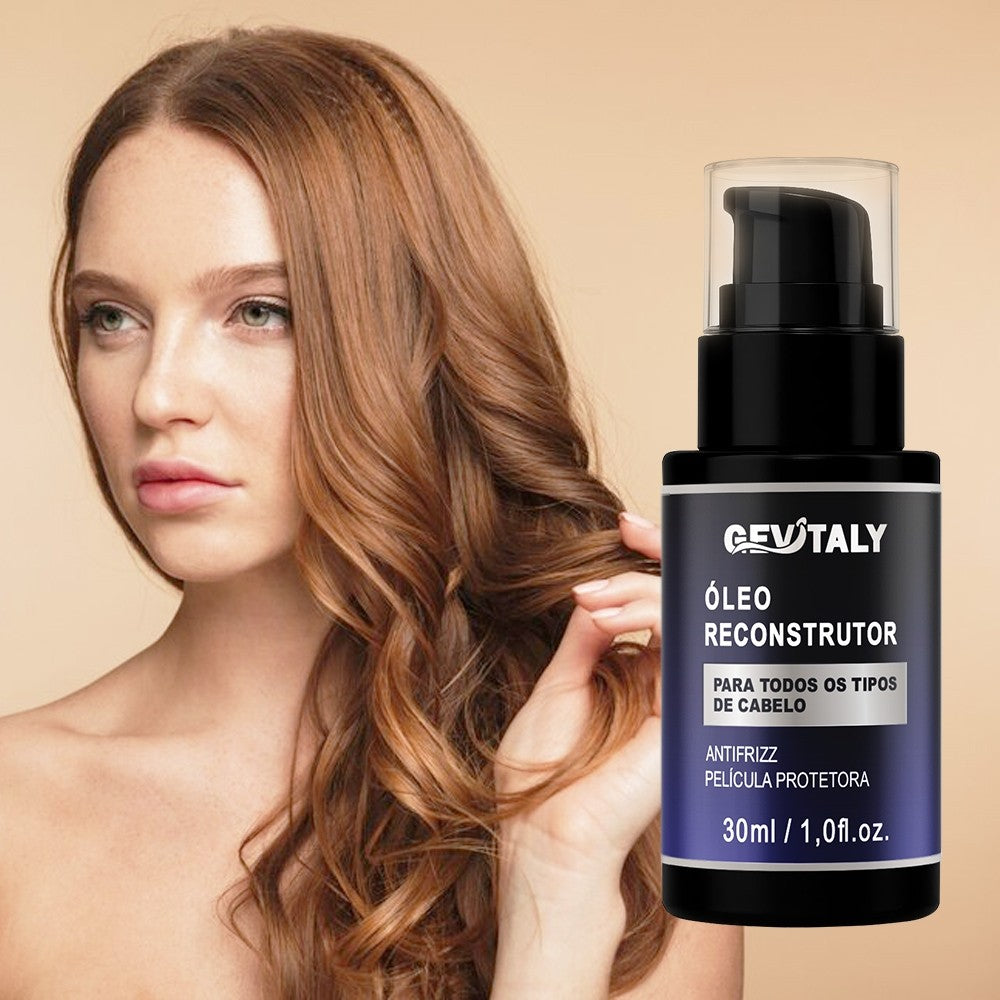 Combo 5x Óleo Reconstrutor Capilar Gevitaly 30ml Antifrizz Brilho Proteção Hidratação Cabelos Danificados