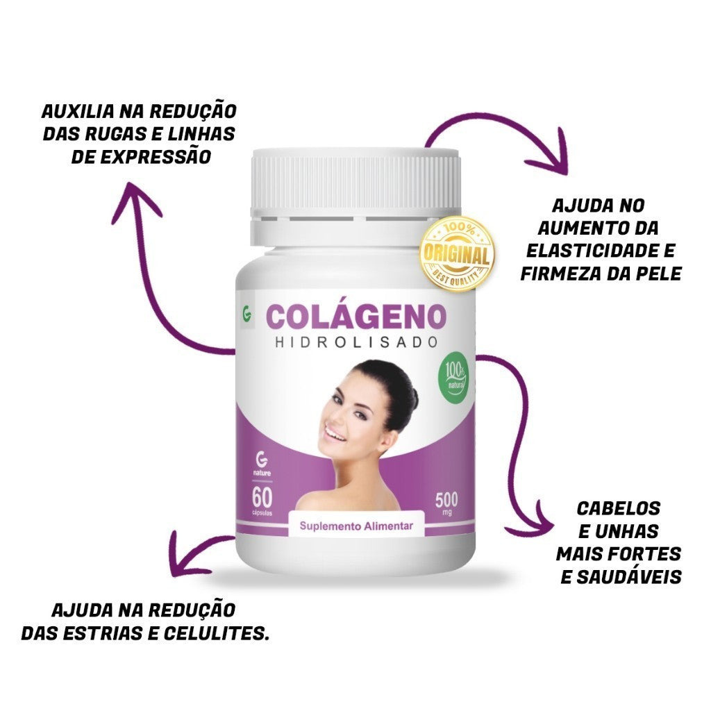 Colágeno Hidrolisado  GENATURE 500mg 60cáps  Envio Imediato