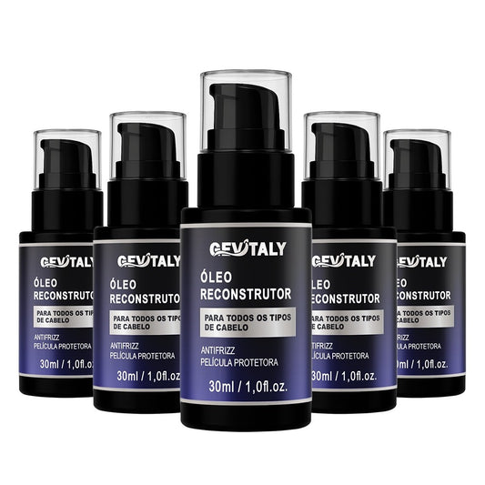 Combo 5x Óleo Reconstrutor Capilar Gevitaly 30ml Antifrizz Brilho Proteção Hidratação Cabelos Danificados