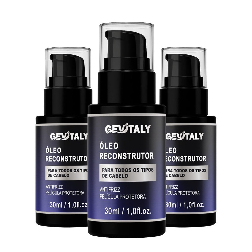 KIT 3x Óleo Capilar Gevitaly 30ml | Reconstrutor, Antifrizz e Protetor para Todos os Tipos de Cabelo