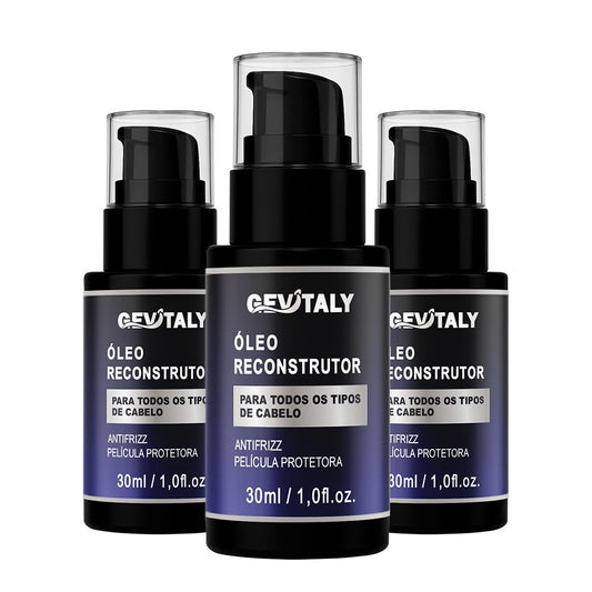 KIT 3x Óleo Capilar Gevitaly 30ml | Reconstrutor, Antifrizz e Protetor para Todos os Tipos de Cabelo